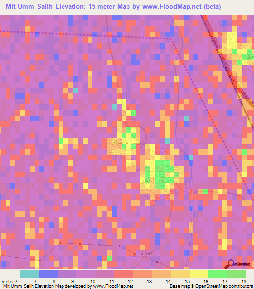 Mit Umm Salih,Egypt Elevation Map