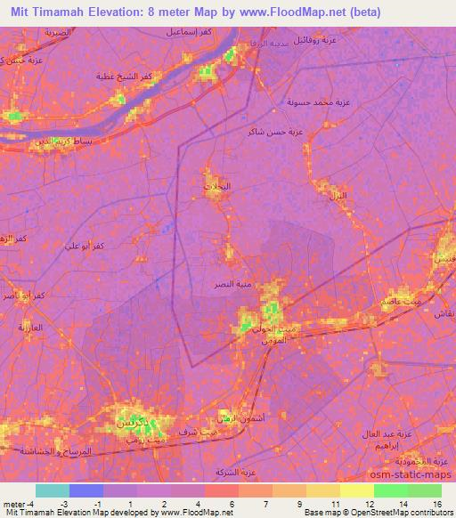 Mit Timamah,Egypt Elevation Map