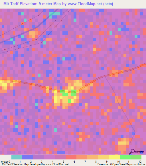 Mit Tarif,Egypt Elevation Map