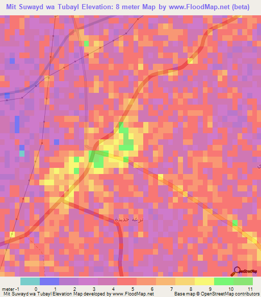 Mit Suwayd wa Tubayl,Egypt Elevation Map