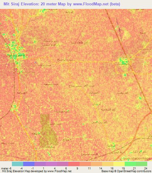 Mit Siraj,Egypt Elevation Map