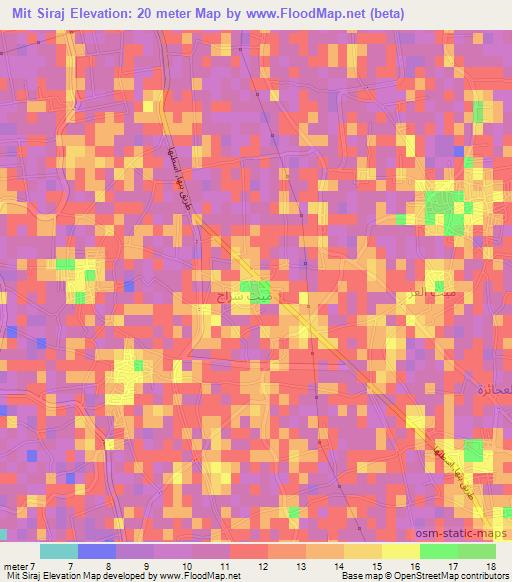 Mit Siraj,Egypt Elevation Map