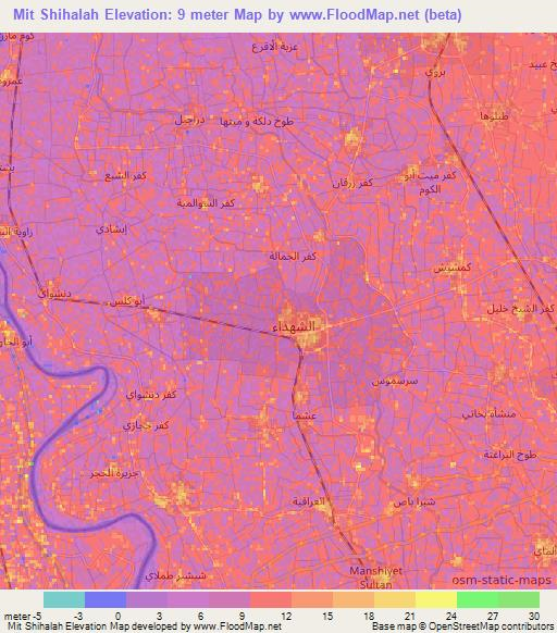 Mit Shihalah,Egypt Elevation Map