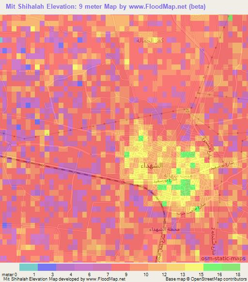 Mit Shihalah,Egypt Elevation Map