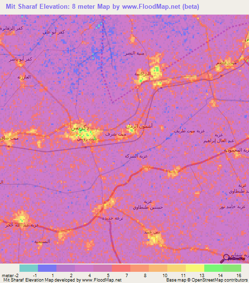 Mit Sharaf,Egypt Elevation Map