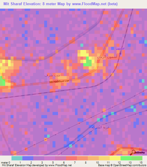 Mit Sharaf,Egypt Elevation Map