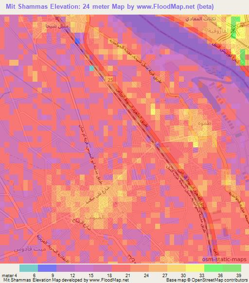 Mit Shammas,Egypt Elevation Map