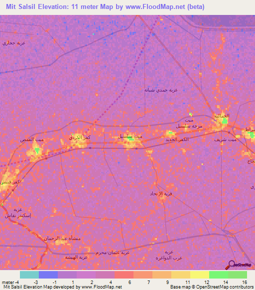 Mit Salsil,Egypt Elevation Map