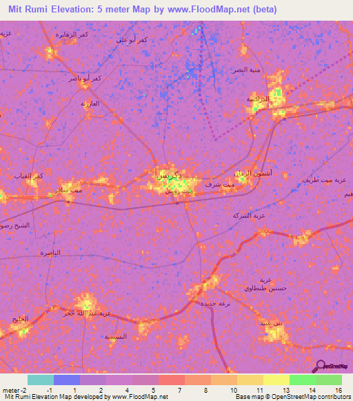 Mit Rumi,Egypt Elevation Map