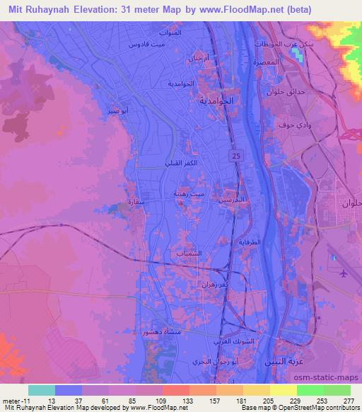 Mit Ruhaynah,Egypt Elevation Map