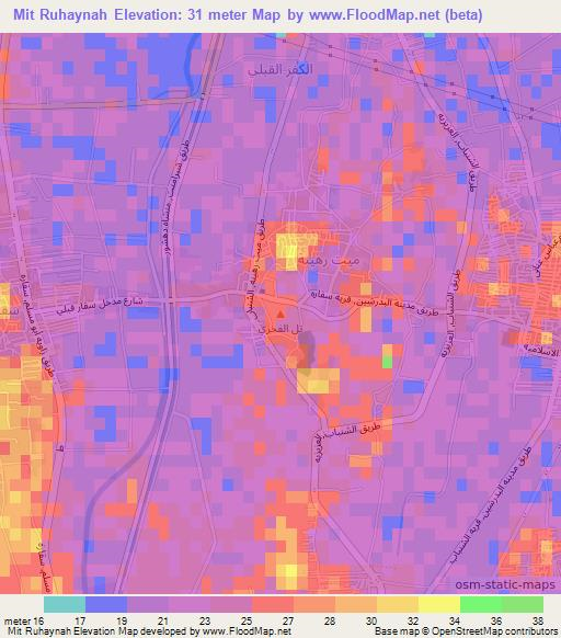 Mit Ruhaynah,Egypt Elevation Map