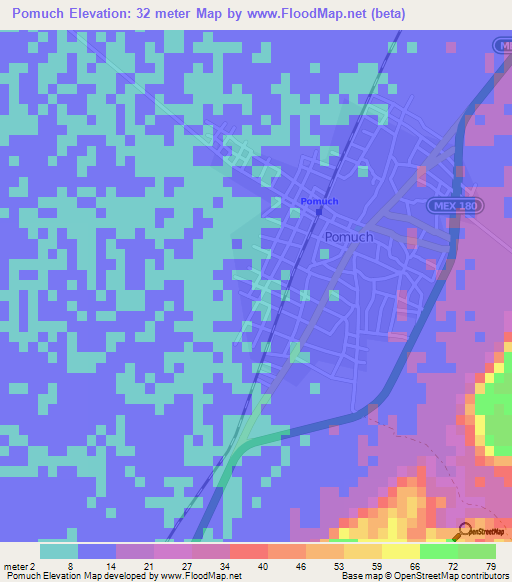 Pomuch,Mexico Elevation Map