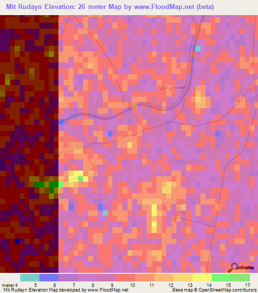 Mit Rudayn,Egypt Elevation Map