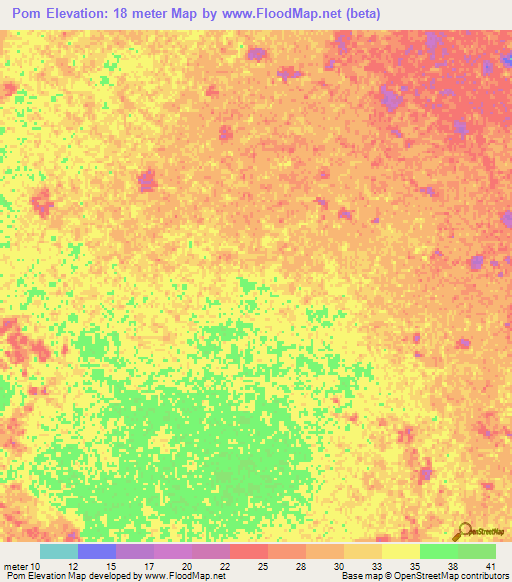 Pom,Mexico Elevation Map