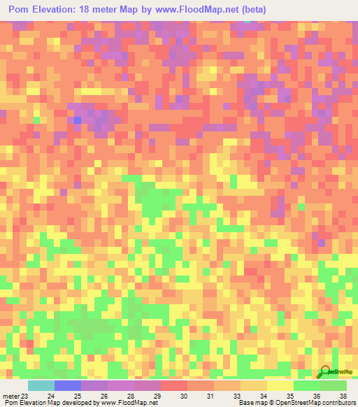 Pom,Mexico Elevation Map