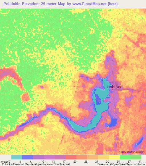 Poluinkin,Mexico Elevation Map