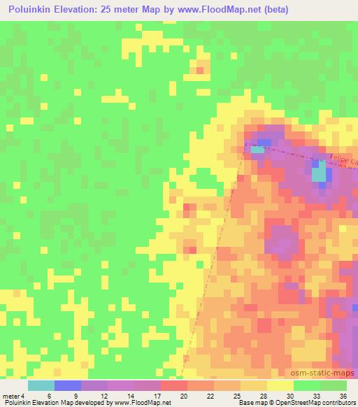 Poluinkin,Mexico Elevation Map