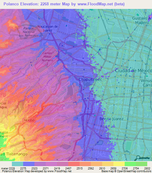 Polanco,Mexico Elevation Map