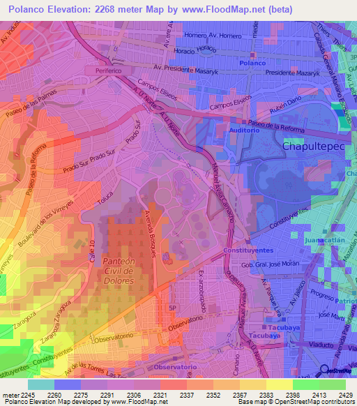 Polanco,Mexico Elevation Map