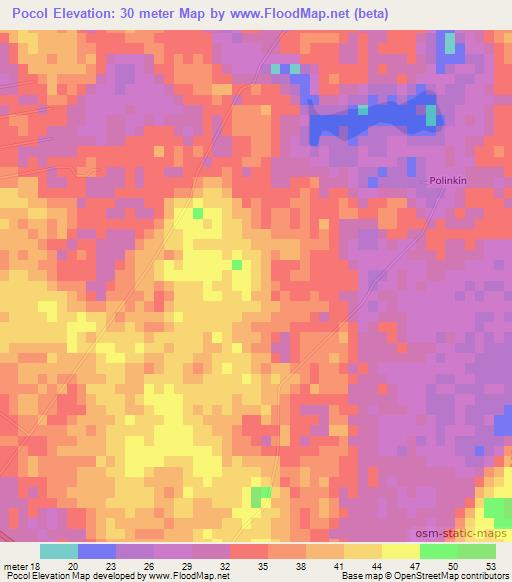 Pocol,Mexico Elevation Map