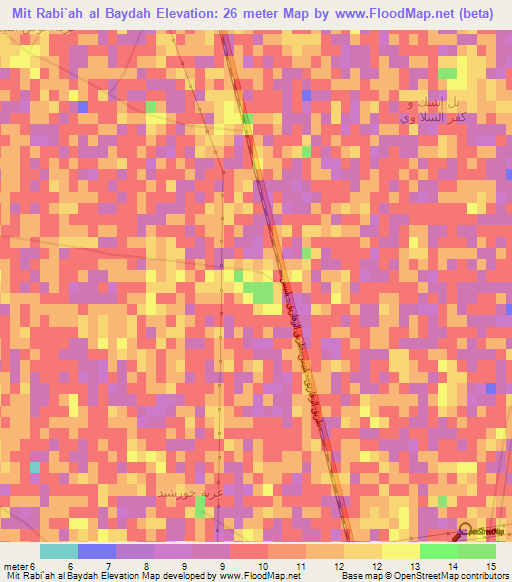 Mit Rabi`ah al Baydah,Egypt Elevation Map