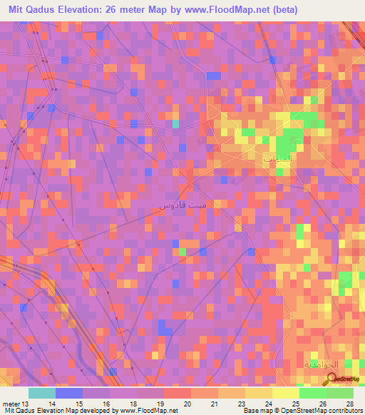 Mit Qadus,Egypt Elevation Map