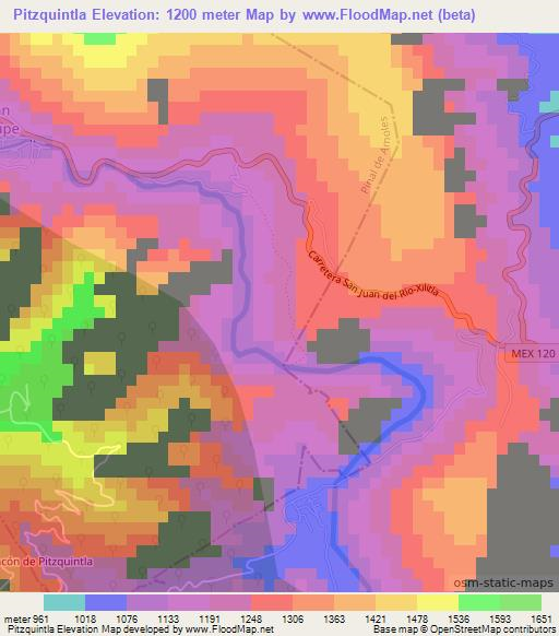 Pitzquintla,Mexico Elevation Map