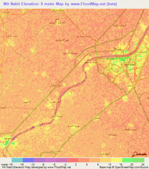 Mit Nabit,Egypt Elevation Map