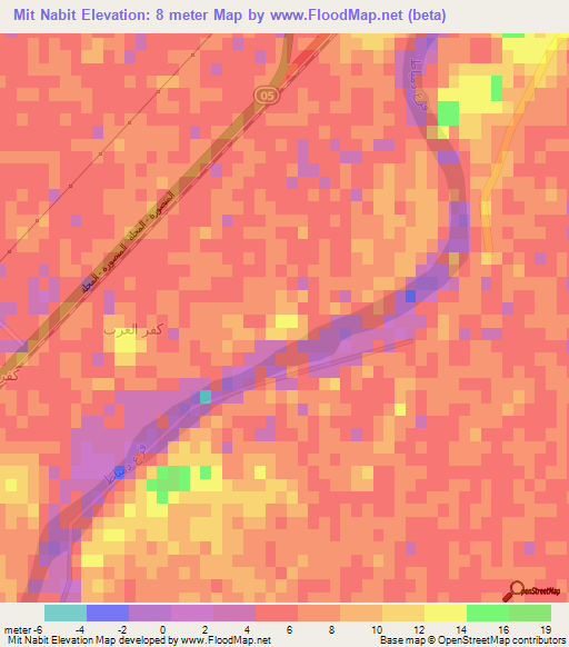 Mit Nabit,Egypt Elevation Map