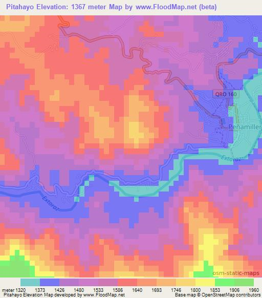 Pitahayo,Mexico Elevation Map