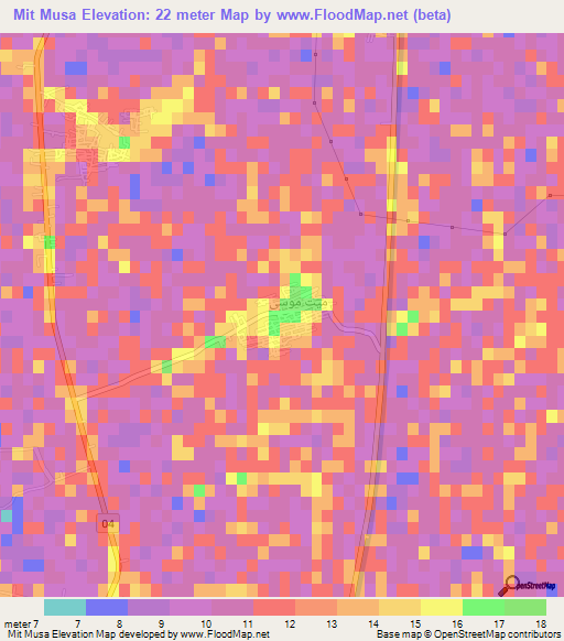 Mit Musa,Egypt Elevation Map