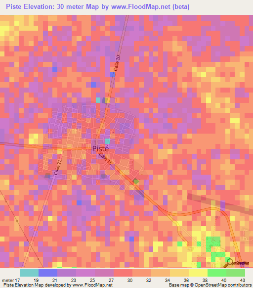 Piste,Mexico Elevation Map