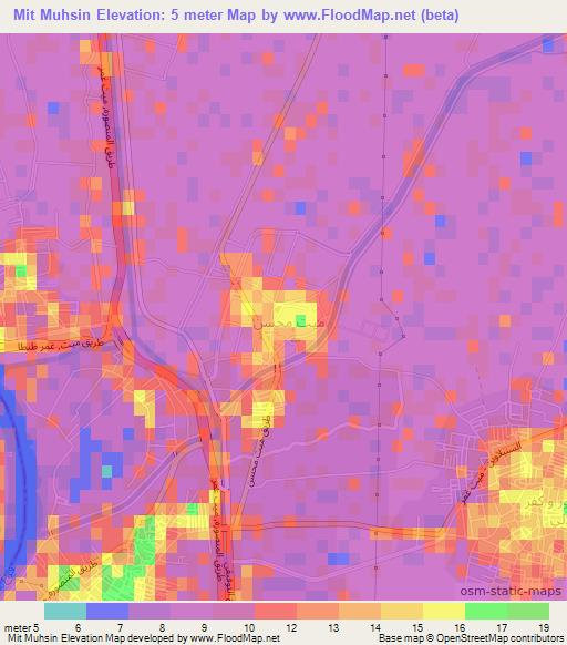 Mit Muhsin,Egypt Elevation Map