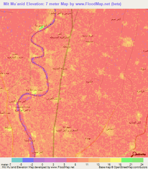 Mit Mu`anid,Egypt Elevation Map