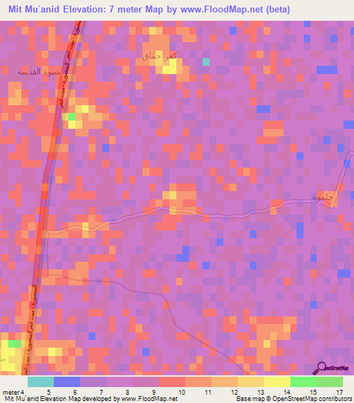 Mit Mu`anid,Egypt Elevation Map