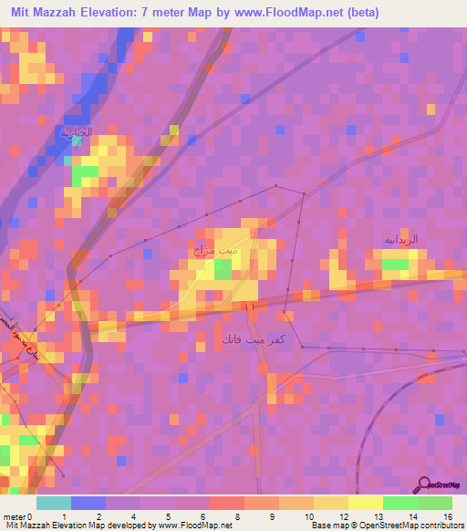 Mit Mazzah,Egypt Elevation Map