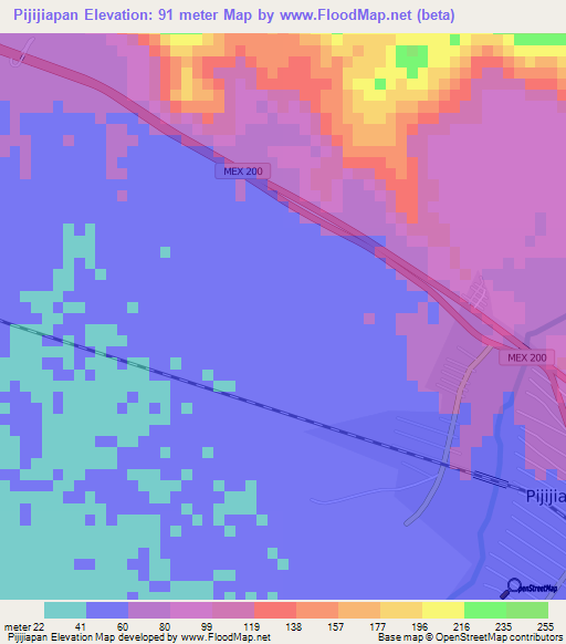 Pijijiapan,Mexico Elevation Map