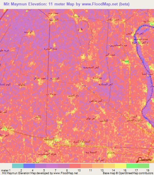 Mit Maymun,Egypt Elevation Map