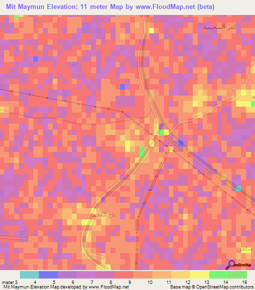 Mit Maymun,Egypt Elevation Map