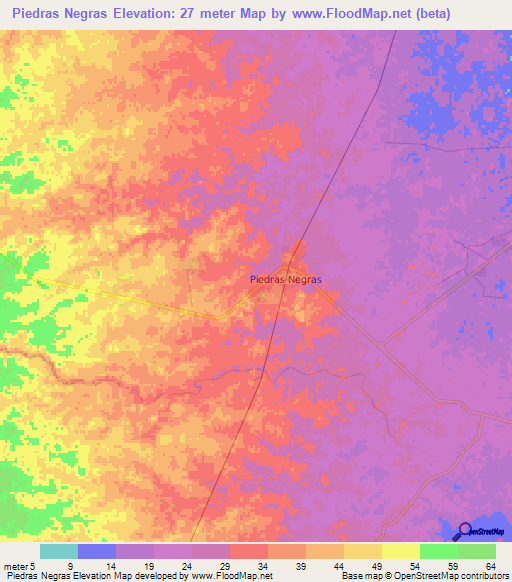 Piedras Negras,Mexico Elevation Map