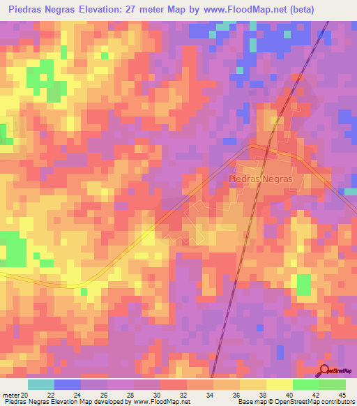 Piedras Negras,Mexico Elevation Map