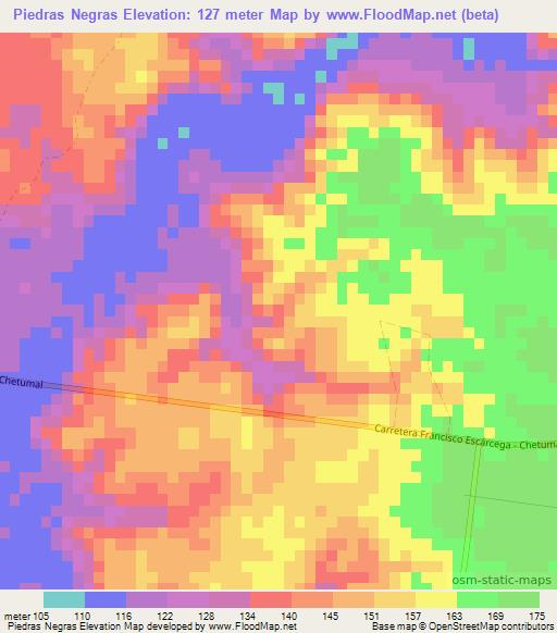 Piedras Negras,Mexico Elevation Map