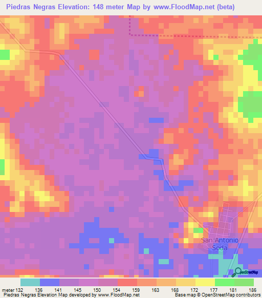 Piedras Negras,Mexico Elevation Map