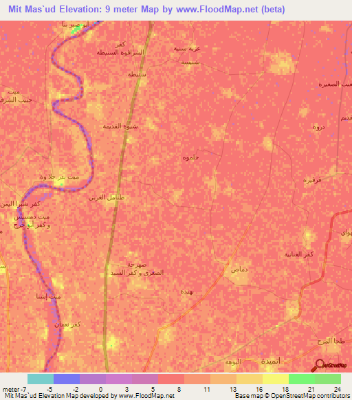 Mit Mas`ud,Egypt Elevation Map