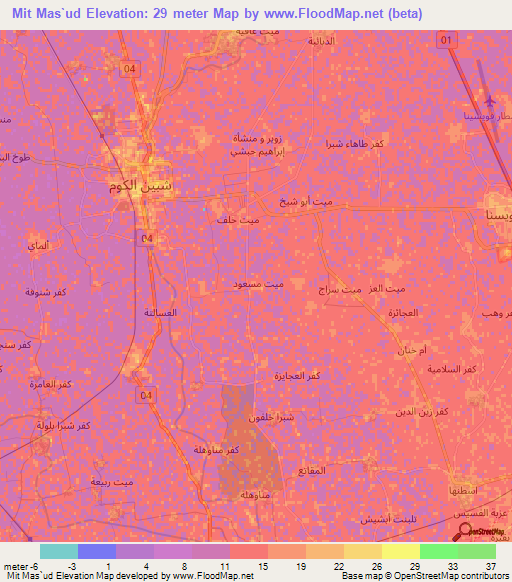 Mit Mas`ud,Egypt Elevation Map