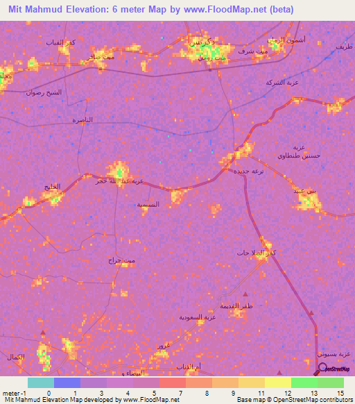 Mit Mahmud,Egypt Elevation Map