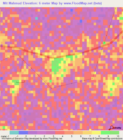 Mit Mahmud,Egypt Elevation Map