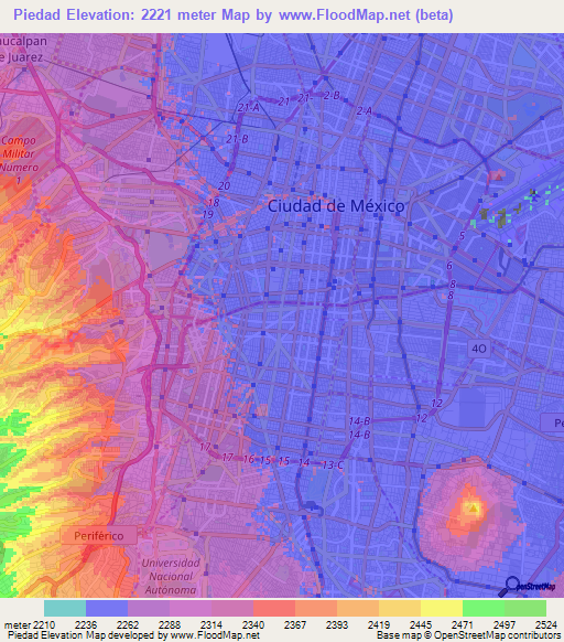 Piedad,Mexico Elevation Map