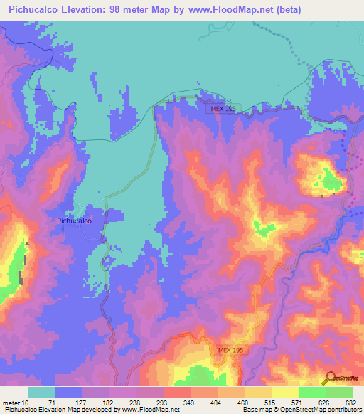 Pichucalco,Mexico Elevation Map