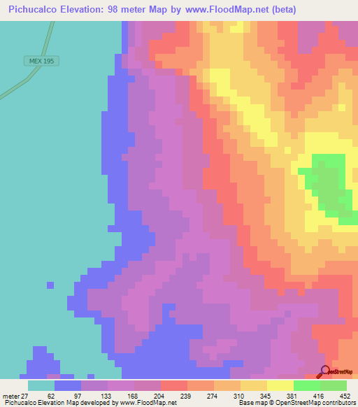 Pichucalco,Mexico Elevation Map